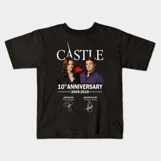 Castle, 10th, Anniversary, 2009, 2019, Stana, Katic, Kate, Beckett, Nathan, Fillion, Richard Kids T-Shirt